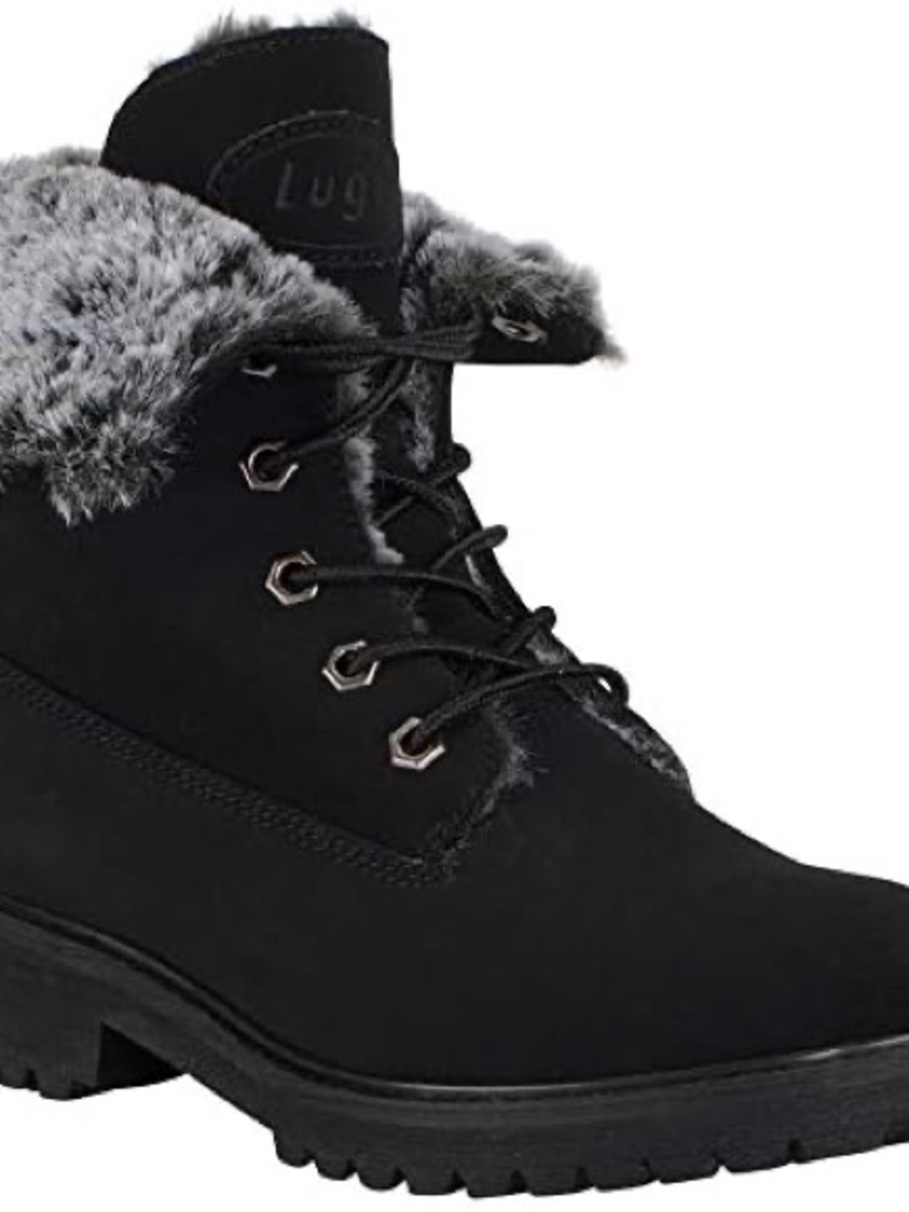 Lugz Women's Black Faux-Fur Lace-Up Winter Boot
